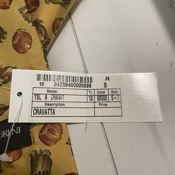 Vintage‎ Yves Saint Laurent YSL 100% Silk Neck Tie Gold Yellow Hazelnut RARE NWT - Picture 8 of 12
